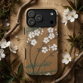 Neutral Phone Cases featuring an intricate pattern on a cream background, enhancing style and individuality.