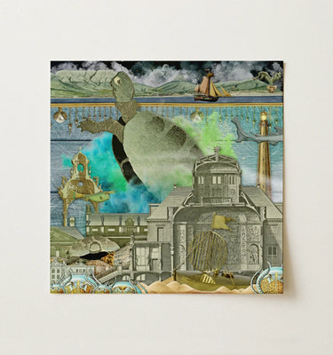 Ocean Themed Wall Art featuring a collage of marine life and underwater scenes, perfect for ocean lovers.