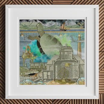Ocean Themed Wall Art featuring a collage of marine life and underwater scenes, perfect for ocean lovers.