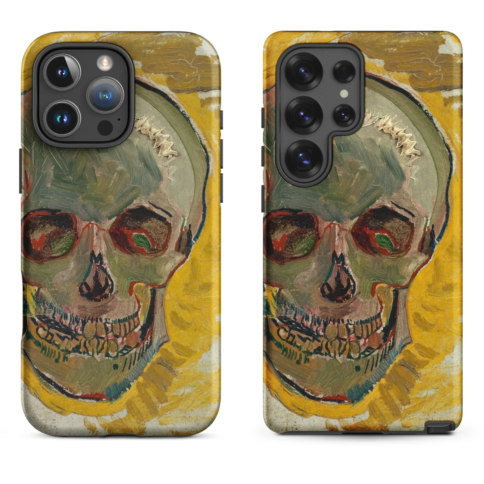 Smartphone with a decorative case featuring an intricate tribal-inspired pattern in earthy tones.