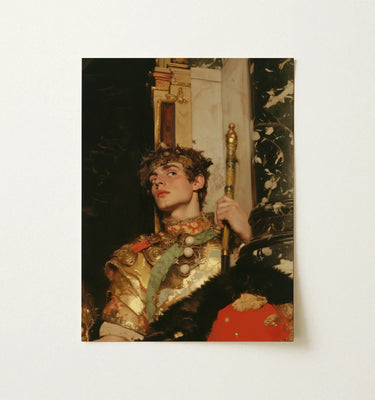 Rectangular Framed Portrait Print Young Man Ornate Golden Gay Renaissance, Royal, Revival