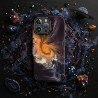 Yellow phone case with bicycle design.