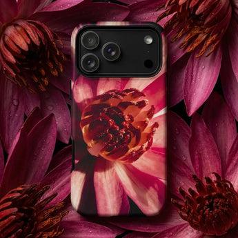 Pink Phone Cases featuring a cute cloud design against a colorful background.