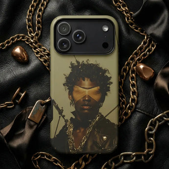 Portrait Art Phone Cases featuring a colorful woman holding a hat with a unique design