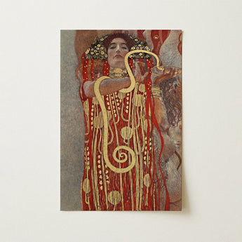 Red Wall Art featuring a female figure adorned with flowing red designs and golden accents in a decorative frame.