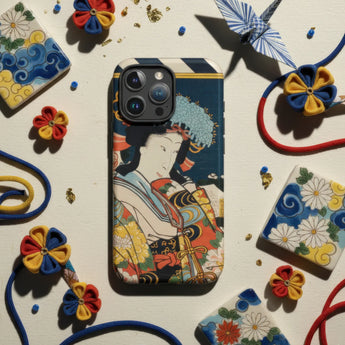 Japanese ukiyo-e print depicting a geisha with an elaborate headdress.