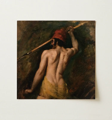 William Etty painting of a male figure in a dramatic pose, showcasing human form and sensuality.