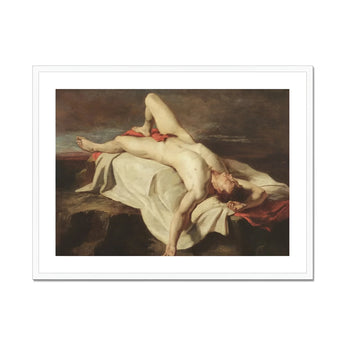 Male Nude Lying on a Shroud Rocks - William Etty Fine Art Print, Framed Painting Two Nude Men