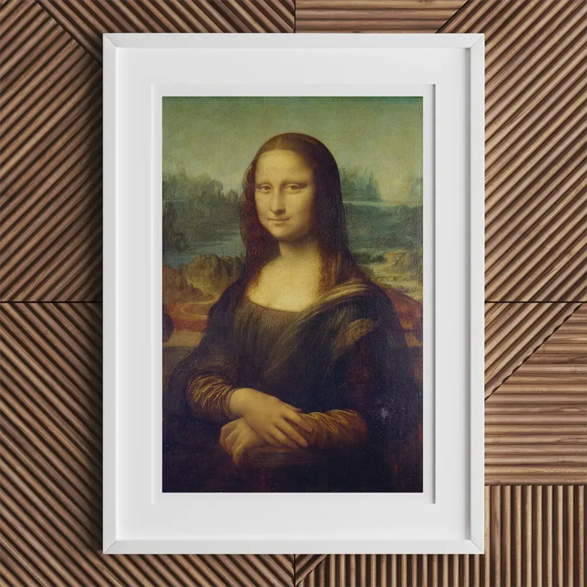 Framed Mona Lisa portrait by Leonardo da Vinci at Clos Lucé