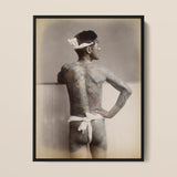 1585 Japanese Irezumi Tattoo - S. Ogawa Framed Canvas, Framed Vintage Photograph Tattooed Man