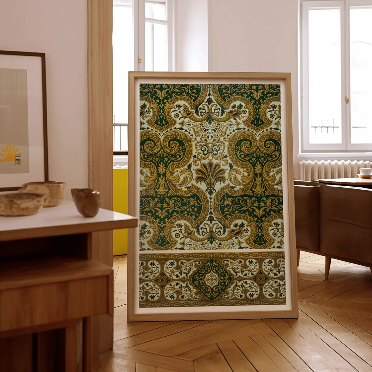 Framed paisley pattern artwork inspired by Auguste Racinet’s L’ornement Polychrome