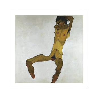 Seated Male Nude (self Portrait) - Egon Schiele Art Print, Nude Male Figure Painting