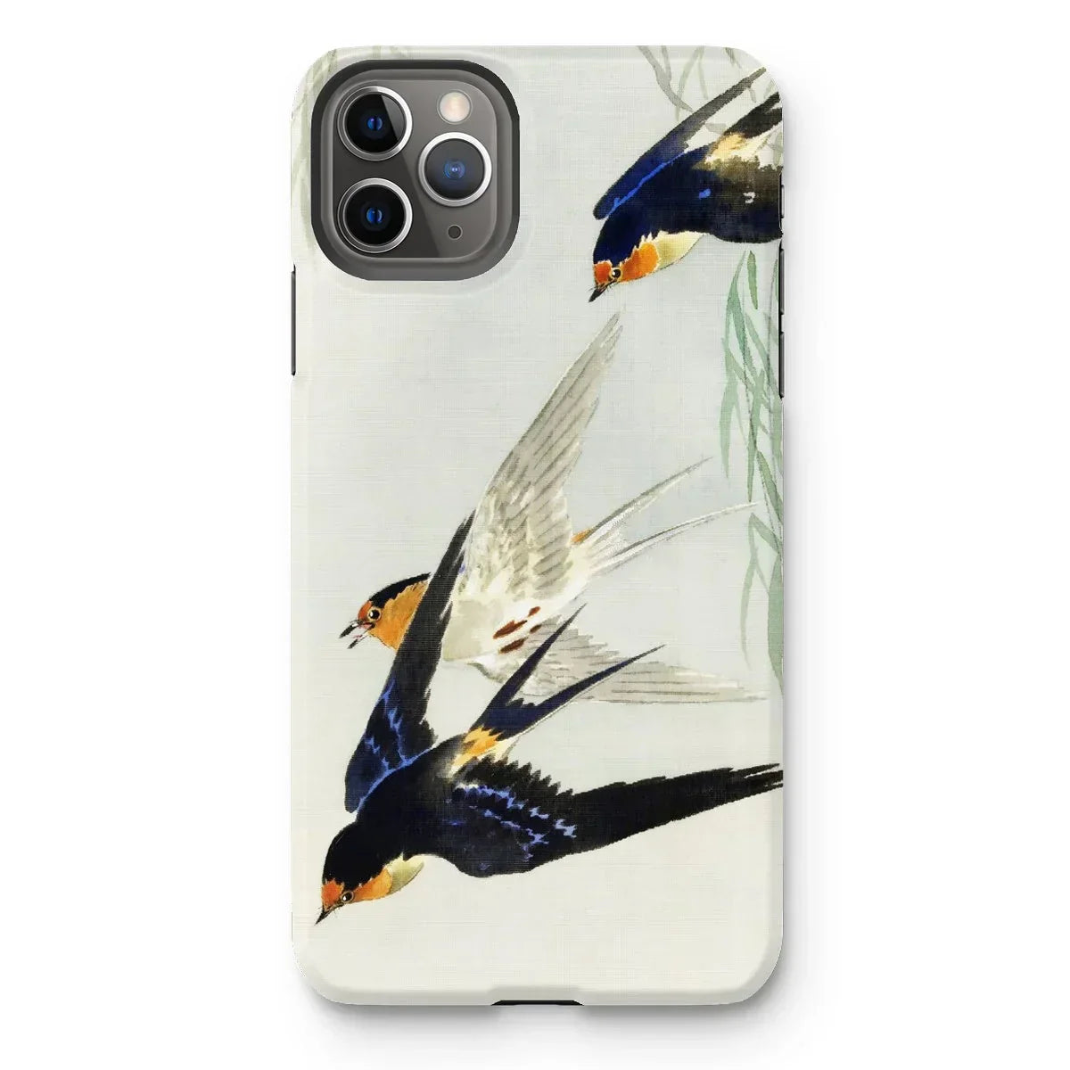 3 Birds in Flight - Ohara Koson Kachō-e Iphone Case, 11 Pro Max / Matte, Iphone Case Delicate Watercolor Painting Swallows Flight