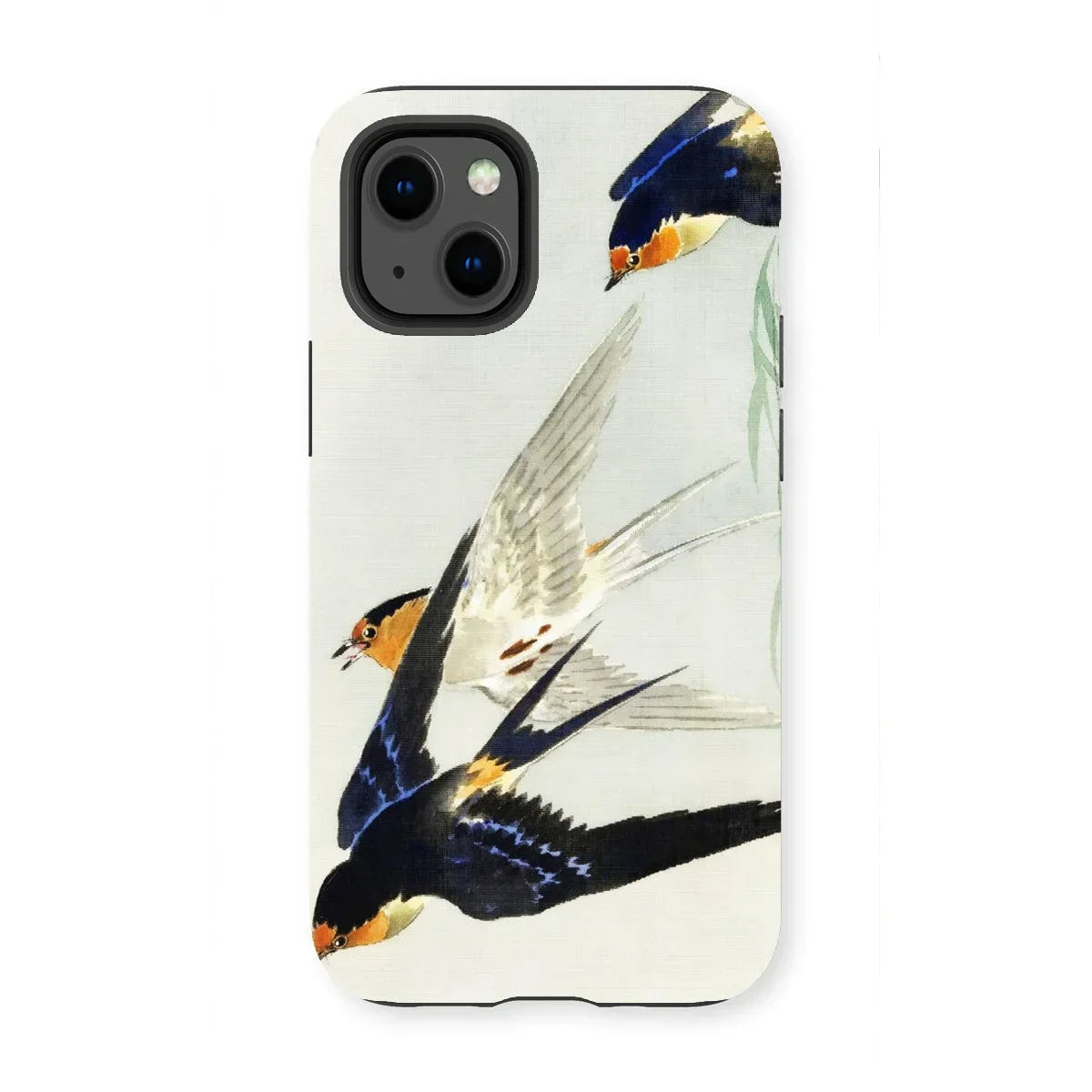 3 Birds in Flight - Ohara Koson Kachō-e Iphone Case, 13 Mini / Matte, Phone Case Colorful Bird Design Swallows Flight