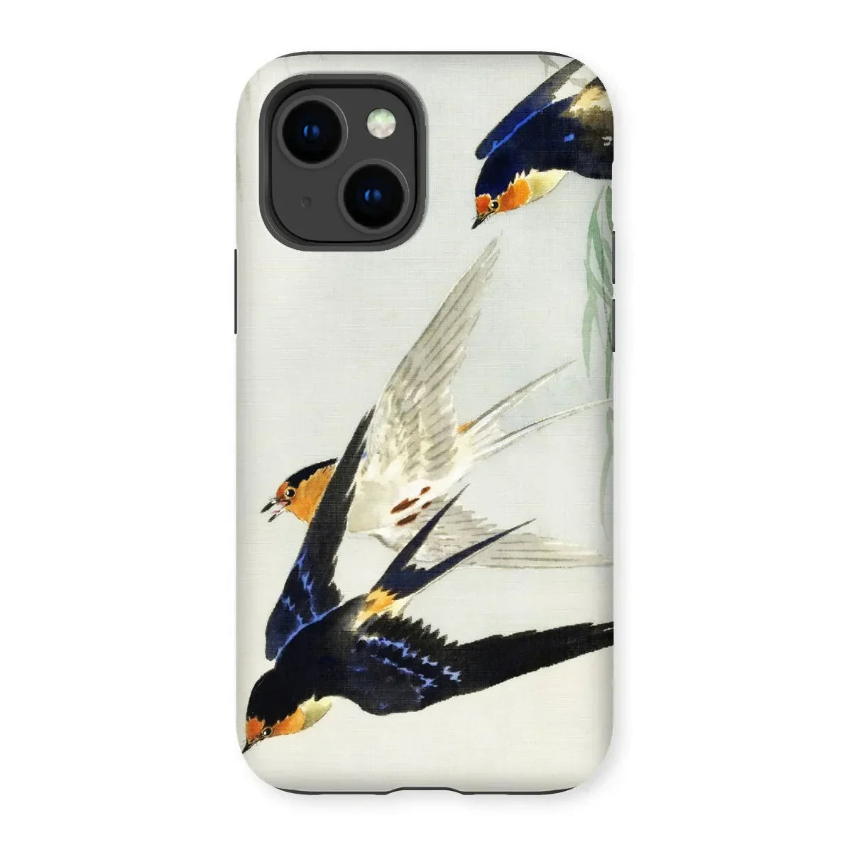 3 Birds in Flight - Ohara Koson Kachō-e Iphone Case, 14 / Matte, Phone Case Colorful Bird Design Swallows Flight