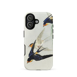 3 Birds in Flight - Ohara Koson Kachō-e Iphone Case 17 / Matte White 12 Swallow Design Black Yellow, Art, Feeling Trapped Mobile Phone Cases