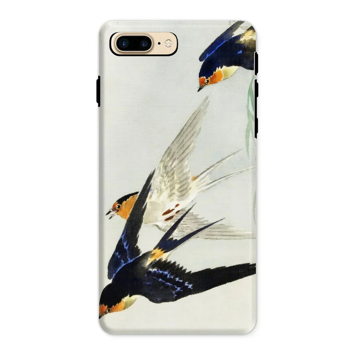 3 Birds in Flight - Ohara Koson Kachō-e Iphone Case, 8 Plus / Matte, Phone Case Colorful Bird Design Swallows Flight