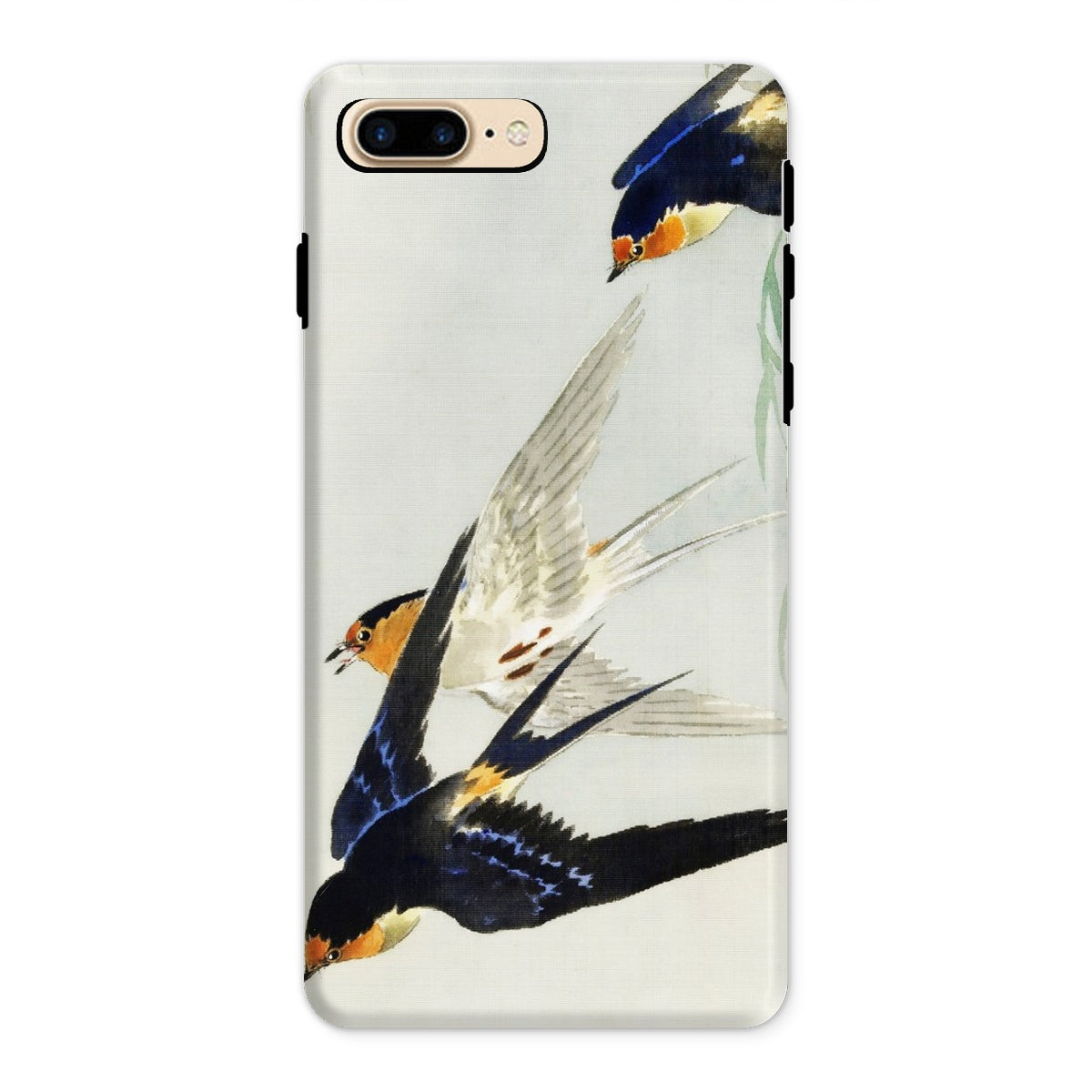3 Birds in Flight Ohara Koson Kachō e Iphone Case, 8 Plus / Matte, Phone Case Colorful Bird Design Swallows Flight