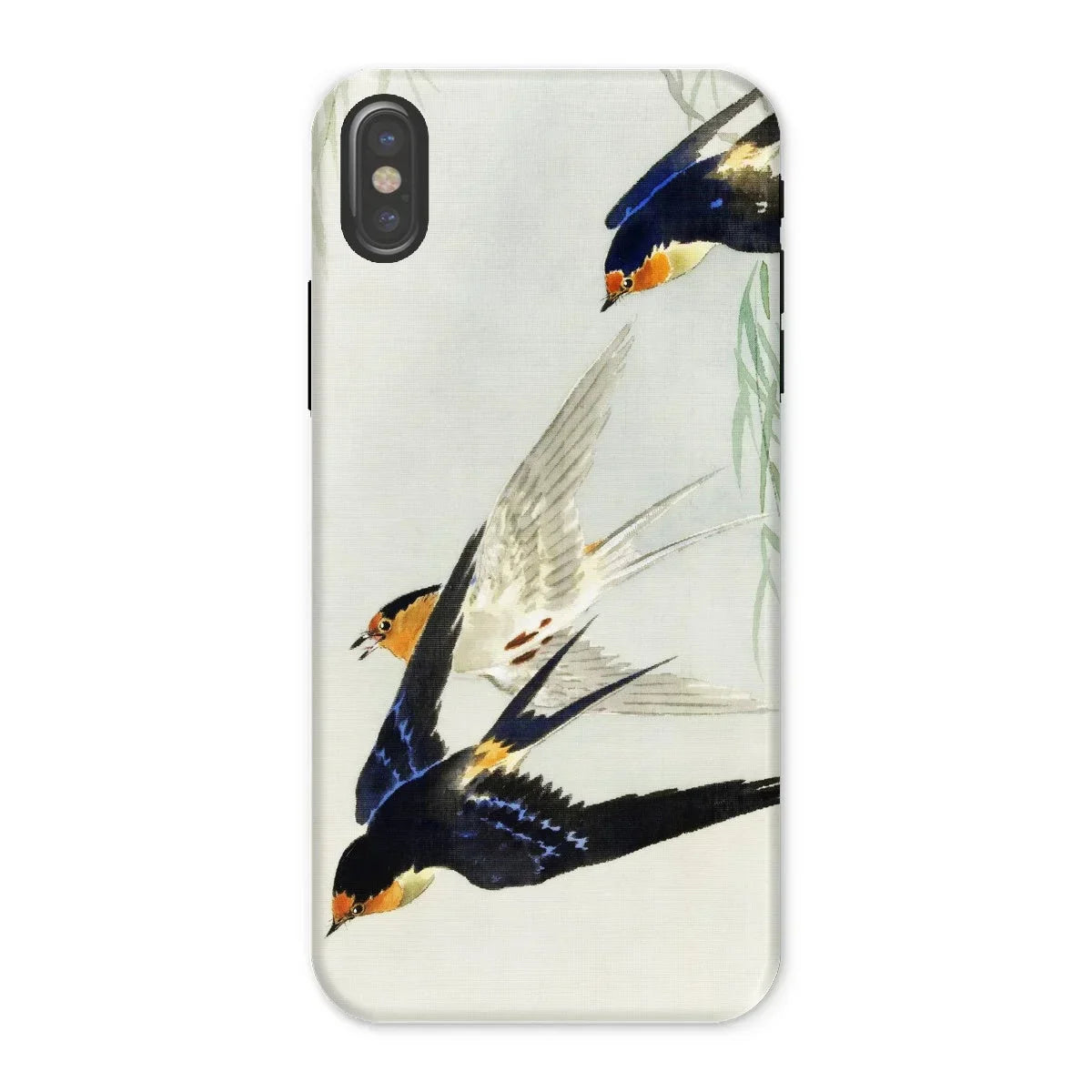 3 Birds in Flight - Ohara Koson Kachō-e Iphone Case, x / Matte, Phone Case Delicate Watercolor-style Painting Swallows Flight
