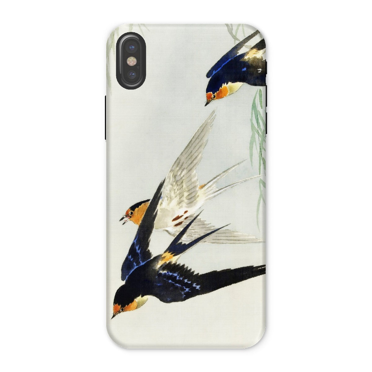 3 Birds in Flight Ohara Koson Kachō e Iphone Case, x / Matte, Phone Case Delicate Watercolor Style Painting Swallows Flight