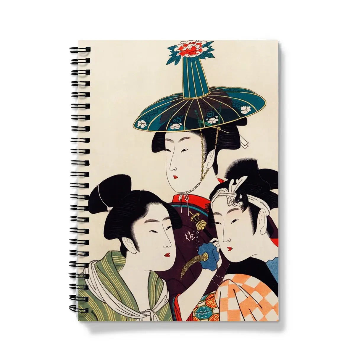 3 Young Men Or Women - Utamaro Edo Ukiyo-e Art Notebook - Notebooks & Notepads - Aesthetic Art