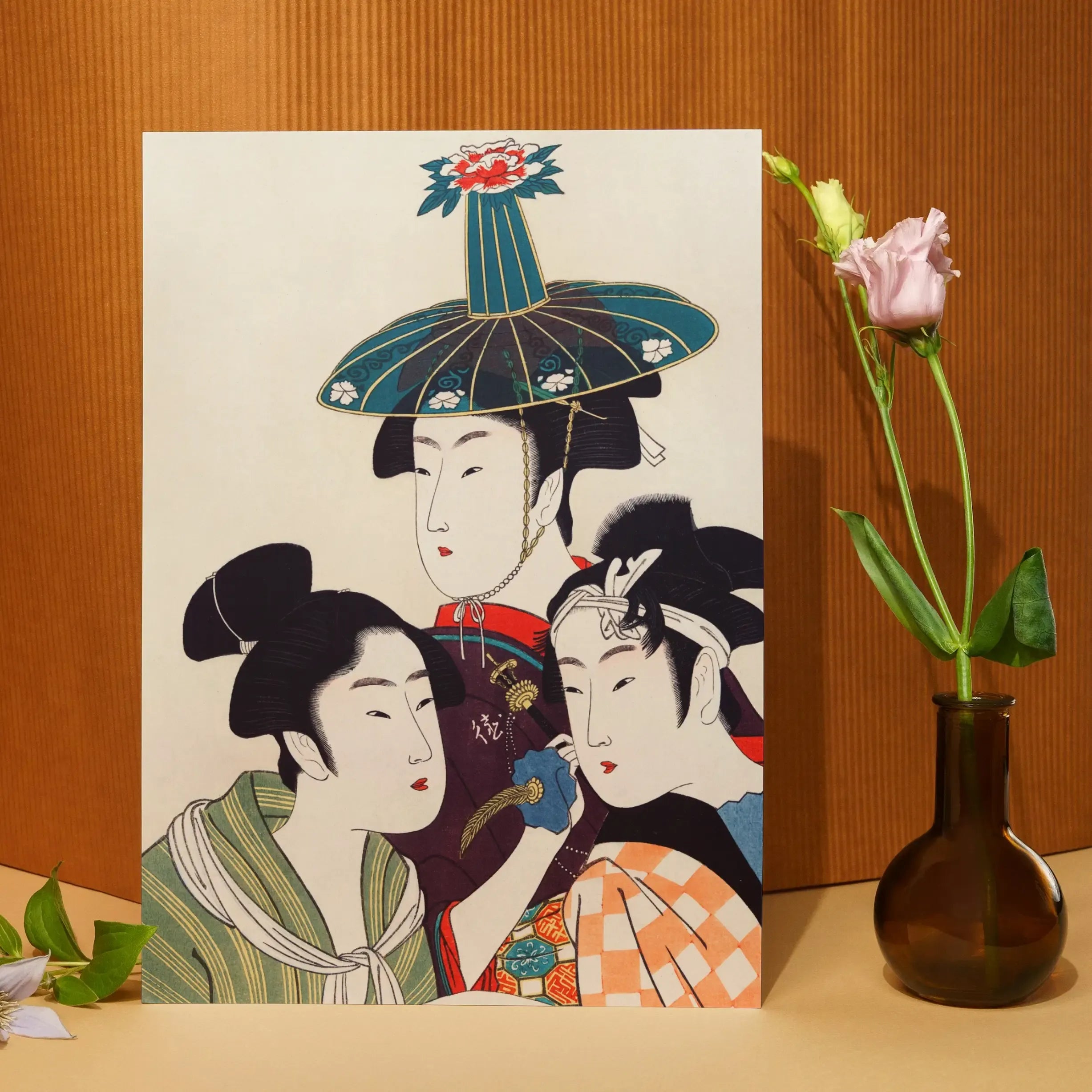 3 Young Men Or Women By Utamaro Kitagawa Greeting Card - A5 Portrait / 1 Card - Greeting & Note Cards - Aesthetic Art