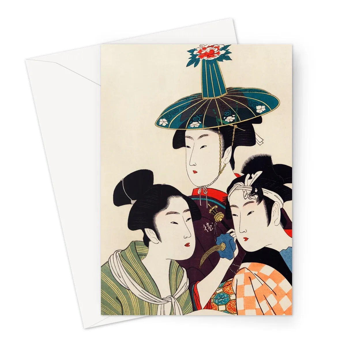 3 Young Men Or Women By Utamaro Kitagawa Greeting Card - A5 Portrait / 1 Card - Notebooks & Notepads - Aesthetic Art
