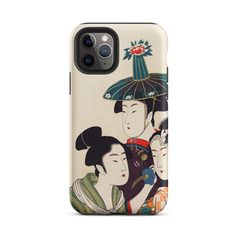 3 Young Men or Women - Utamaro Ukiyo-e Iphone Case, 11 Pro / Matte, Phone Case Japanese Art