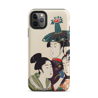 3 Young Men or Women - Utamaro Ukiyo-e Iphone Case, 11 Pro Max / Matte, Phone Case Japanese Art