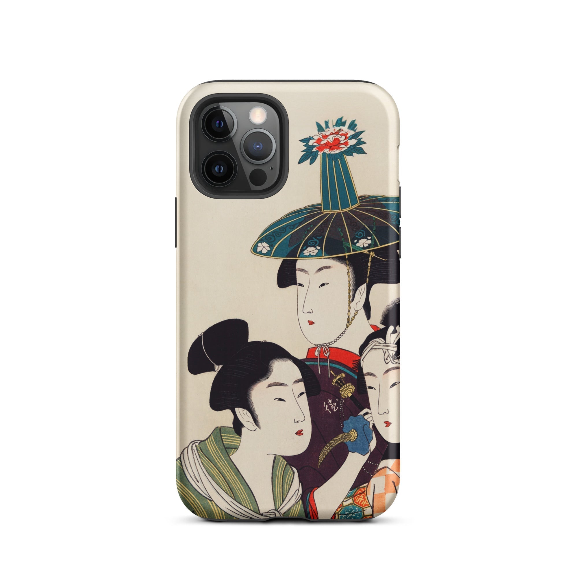 3 Young Men or Women Utamaro Ukiyo e Iphone Case, 12 Pro / Matte, Phone Case Japanese Art