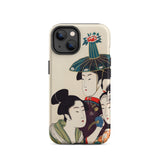 3 Young Men or Women - Utamaro Ukiyo-e Iphone Case, 14 / Matte, Phone Case Japanese Art