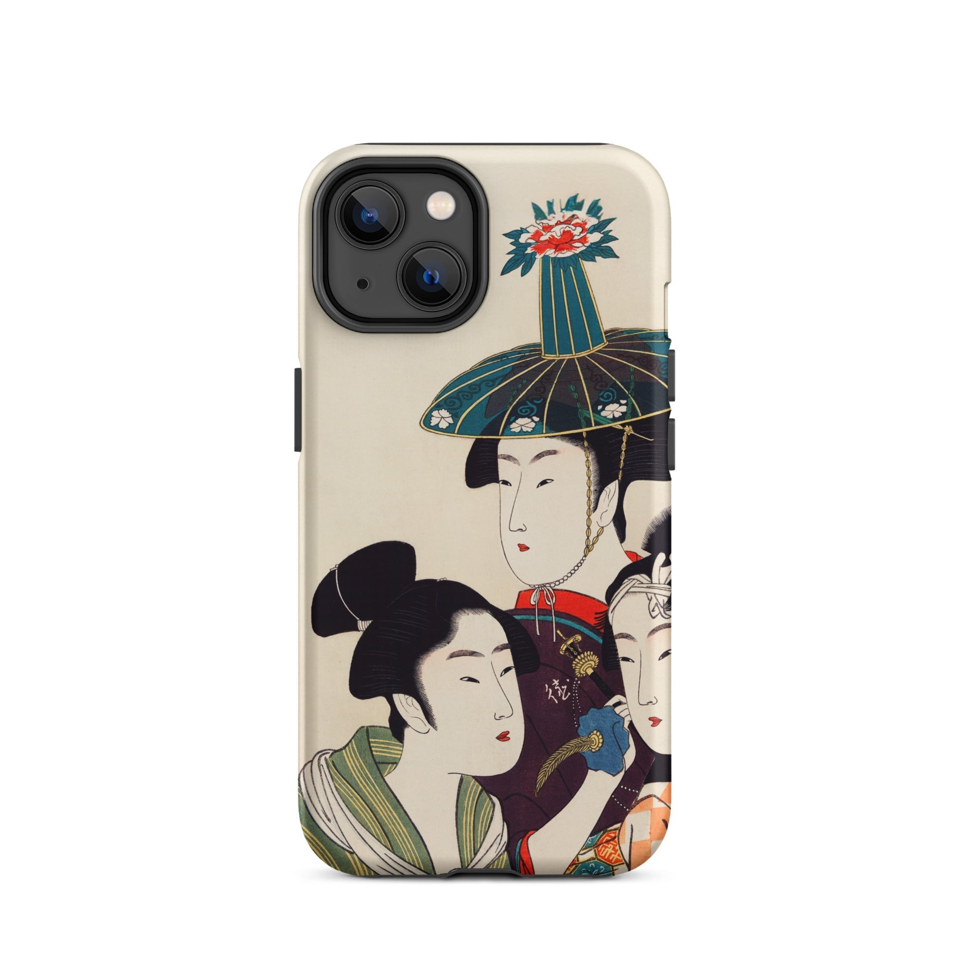 3 Young Men or Women Utamaro Ukiyo e Iphone Case, 14 / Matte, Phone Case Japanese Art
