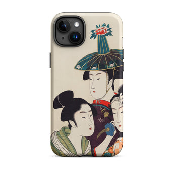 3 Young Men or Women - Utamaro Ukiyo-e Iphone Case, 15 Plus / Matte, Japanese Art Phone Case