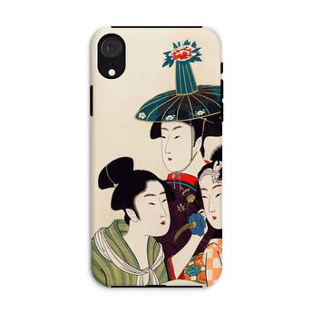 3 Young Men or Women - Utamaro Ukiyo-e Iphone Case, Xr / Matte, Phone Case Traditional Japanese Ukiyo-e Style Artwork Geishas