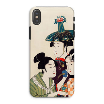 3 Young Men or Women - Utamaro Ukiyo-e Iphone Case, Xs / Matte, Phone Case Traditional Japanese Ukiyo-e Style Artwork Three