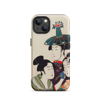 3 Young Men or Women - Utamaro Ukiyo-e Phone Case Iphone 13 / Matte Japanese Art Kitagawa’s Three, Edo-period Japan, Sumptuous Portal