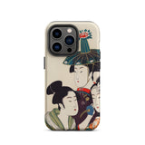 3 Young Men or Women - Utamaro Ukiyo-e Phone Case Iphone 14 Pro / Matte Japanese Art Print Kitagawa’s Three, Edo-period Japan, Sumptuous