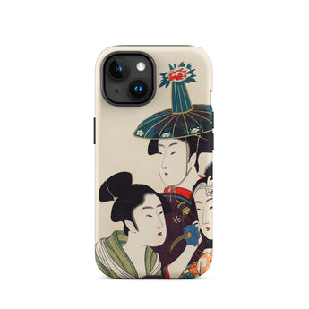 3 Young Men or Women - Utamaro Ukiyo-e Phone Case Iphone 15 / Matte Japanese Art Kitagawa’s Three, Edo-period Japan, Sumptuous Portal
