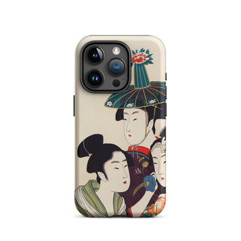 3 Young Men or Women - Utamaro Ukiyo-e Phone Case Iphone 15 Pro / Matte Japanese Art Kitagawa’s Three, Edo-period Japan, Sumptuous Portal