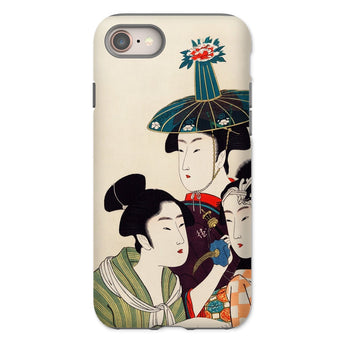 3 Young Men or Women - Utamaro Ukiyo-e Phone Case Iphone 8 / Matte Traditional Japanese Style Artwork Three Kitagawa’s, Edo-period Japan,