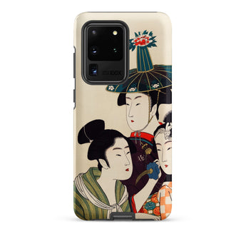 3 Young Men or Women - Utamaro Ukiyo-e Phone Case Samsung Galaxy S20 Ultra / Matte Beige Vintage-style Illustration Three Japanese
