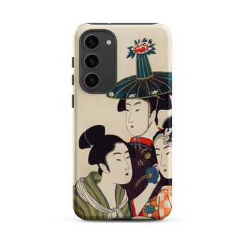 3 Young Men or Women - Utamaro Ukiyo-e Phone Case Samsung Galaxy S23 Plus / Matte Beige Traditional Japanese Illustration Three Kitagawa’s,