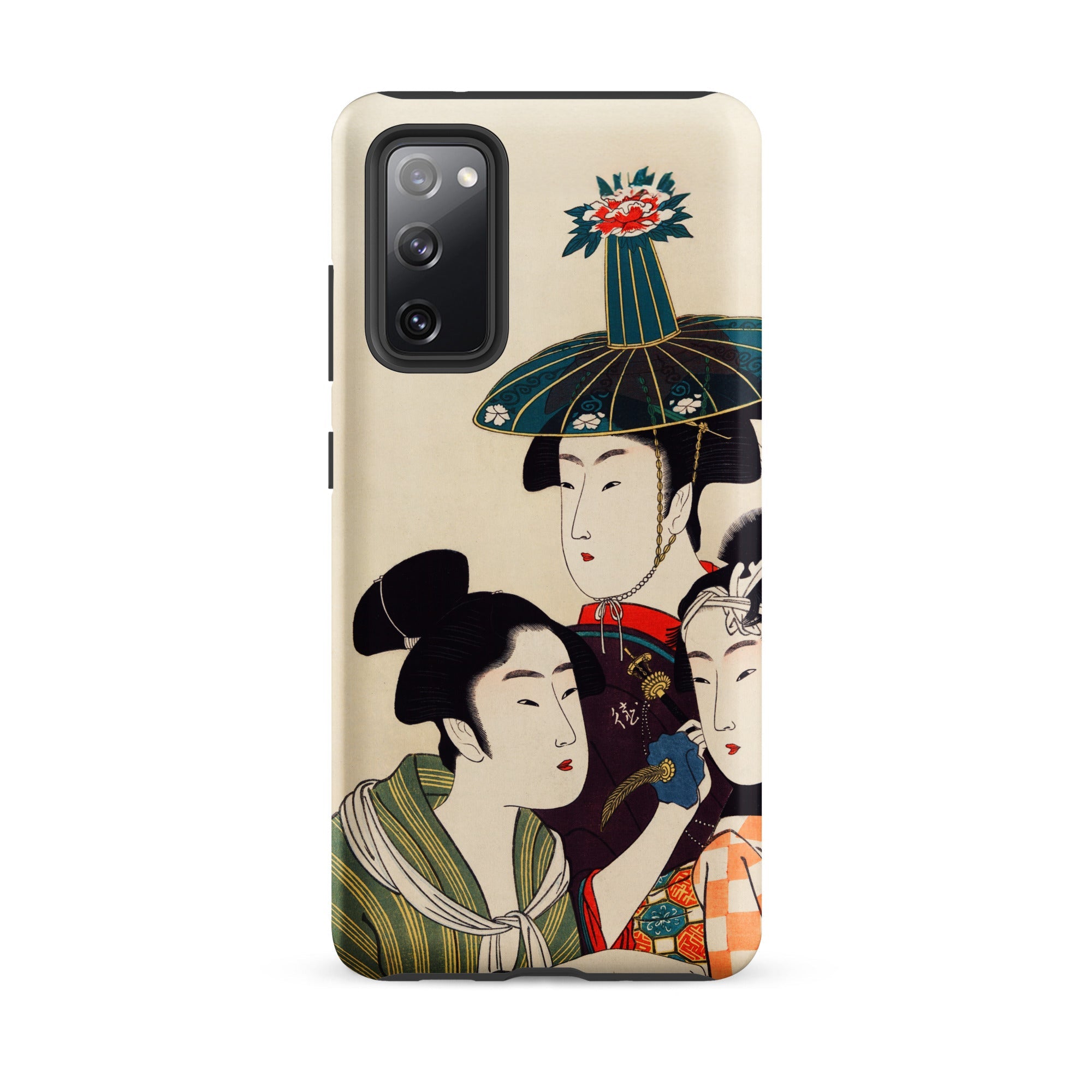 3 Young Men or Women Utamaro Ukiyo e Samsung Case, Galaxy S20 Fe / Matte, Smartphone Case Japanese Ukiyo Style Illustration Three Women