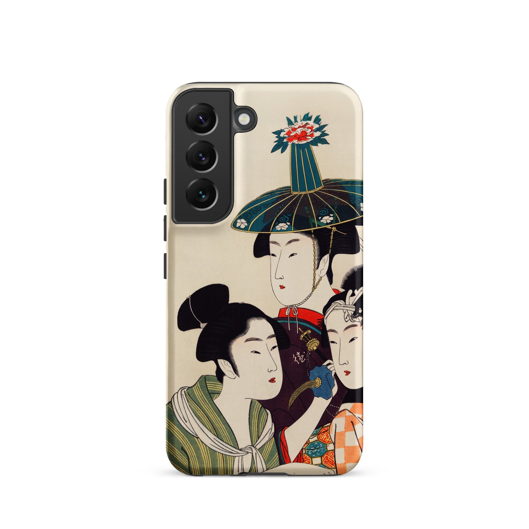 3 Young Men or Women Utamaro Ukiyo e Samsung Case, Galaxy S22 / Matte, Smartphone Case Illustration Three Traditional Japanese Women