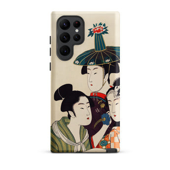 3 Young Men or Women - Utamaro Ukiyo-e Samsung Case, Galaxy S22 Ultra / Matte, Phone Case Japanese Ukiyo-e Style Illustration Three Women