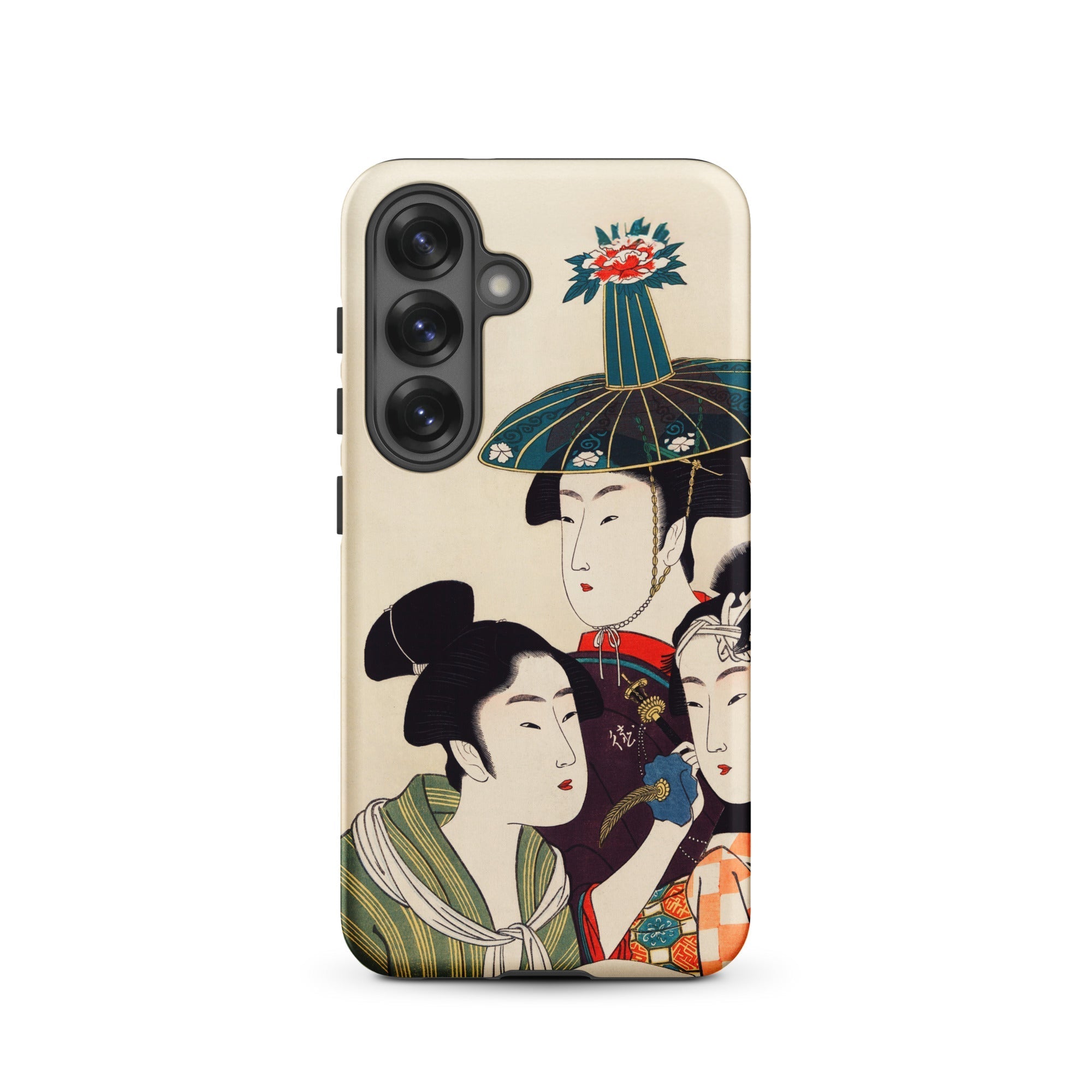 3 Young Men or Women Utamaro Ukiyo e Samsung Case, Galaxy S25 / Matte, Smartphone Decorative Case East Asian Style Illustration Figures