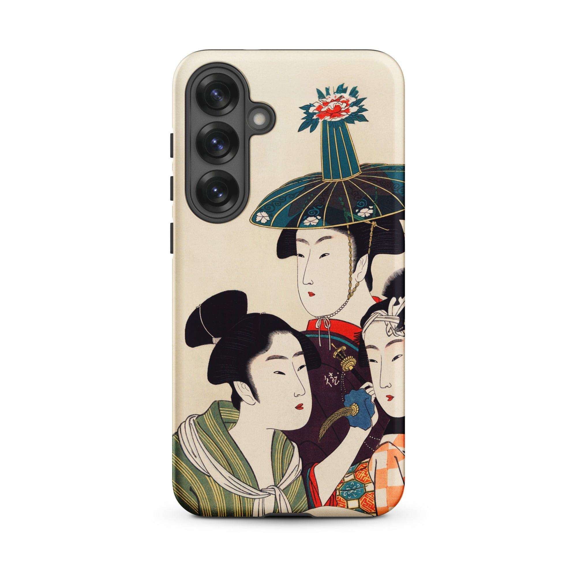 3 Young Men or Women Utamaro Ukiyo e Samsung Case, Galaxy S25 Plus / Matte, Smartphone Case Traditional Japanese Ukiyo Style Illustration