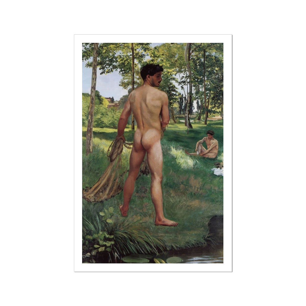 Fisherman with a Net - Frederic Bazille Fine Art Print, Nude Men Landscape