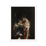 Black Bird - Greco-queer Gay Myth Art Print, Dark Moody Oil Painting Two Figures Close Proximity