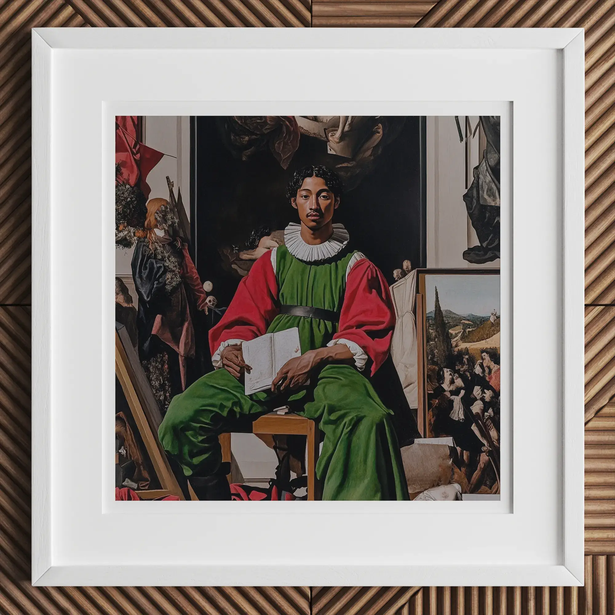 Framed Renaissance portrait of a man representing neurodivergent cognition in the article